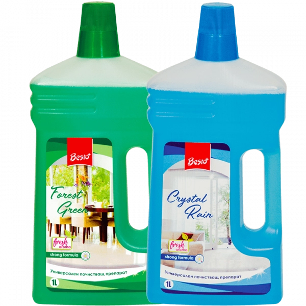 BESTO Universal Cleaner универсален почистващ препарат 1 L в аромати Forest Green и Crystal Rain
